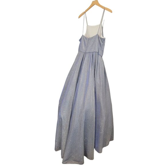 Betsy & Adam Galaxy Glitter Ball Gown A-Line Floor Length Gown Maxi Dress 14 - Picture 3 of 16